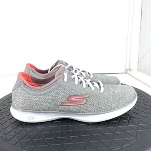 Skechers Sneakers Women 8.5 Shoes Gray Pink Mesh Goga Max Go Step Lite
